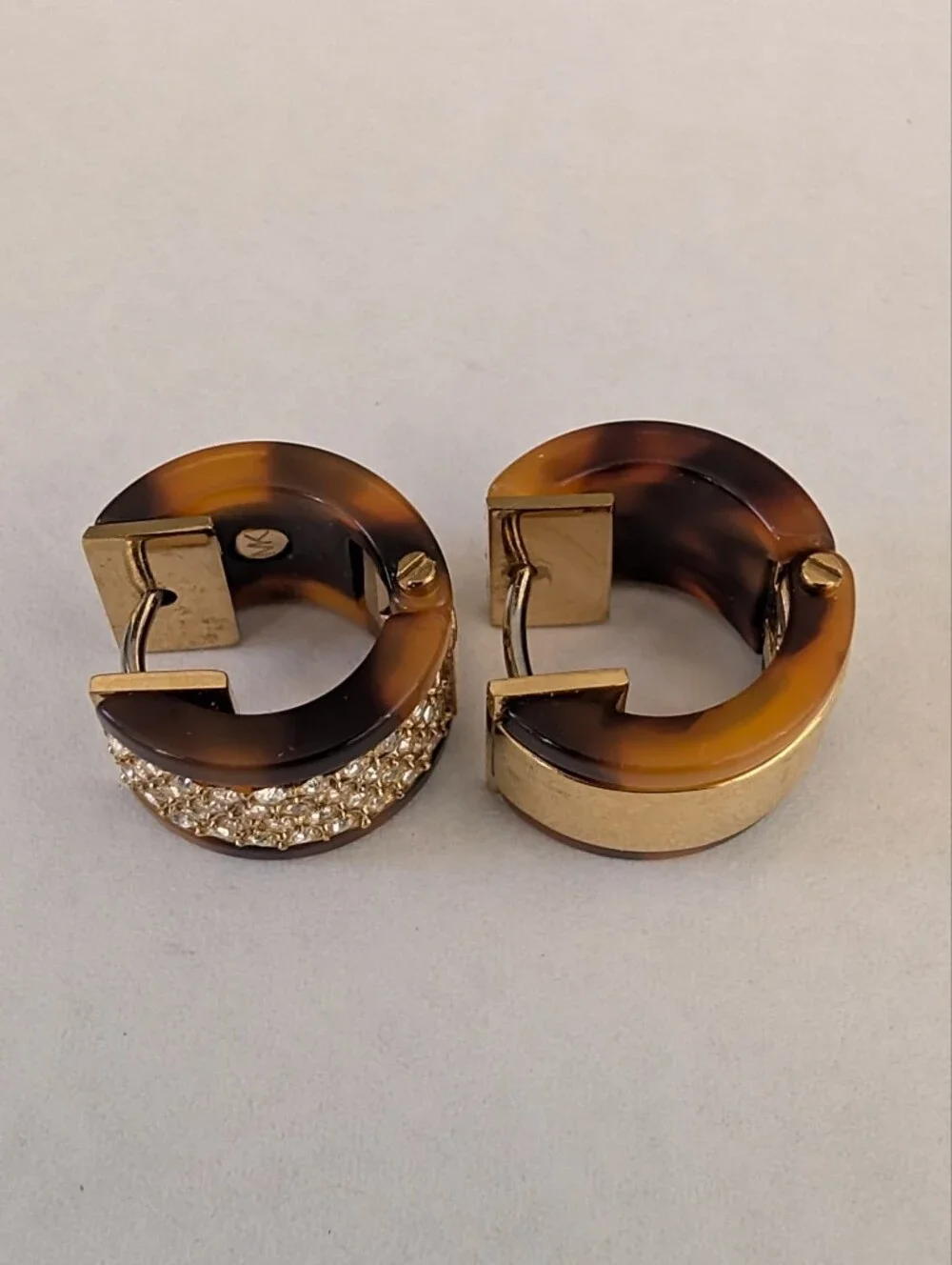 Michael Kors Tortoise Hoop Earrings with Crystal Pavé